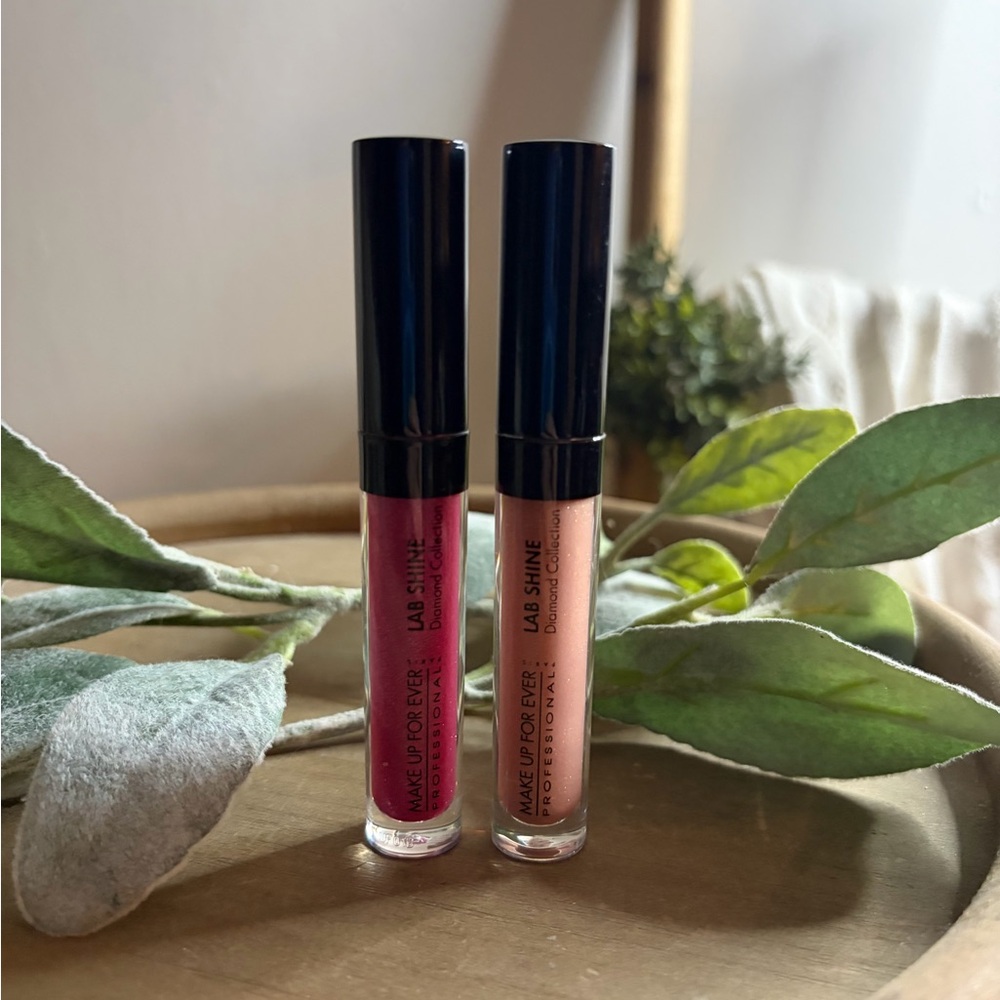 Makeup Forever Lip Shine Duo - Vibrant Pink & Shimmering Gold